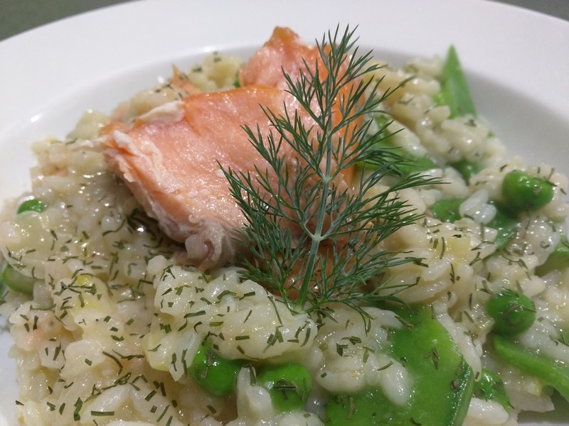 Hot-Smoked Salmon & Baby Pea Risotto