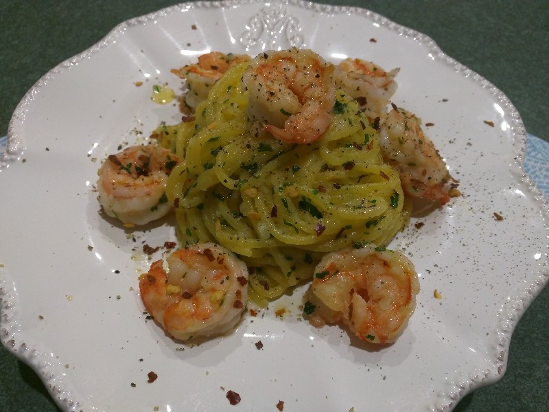 Garlic Prawn Spaghetti